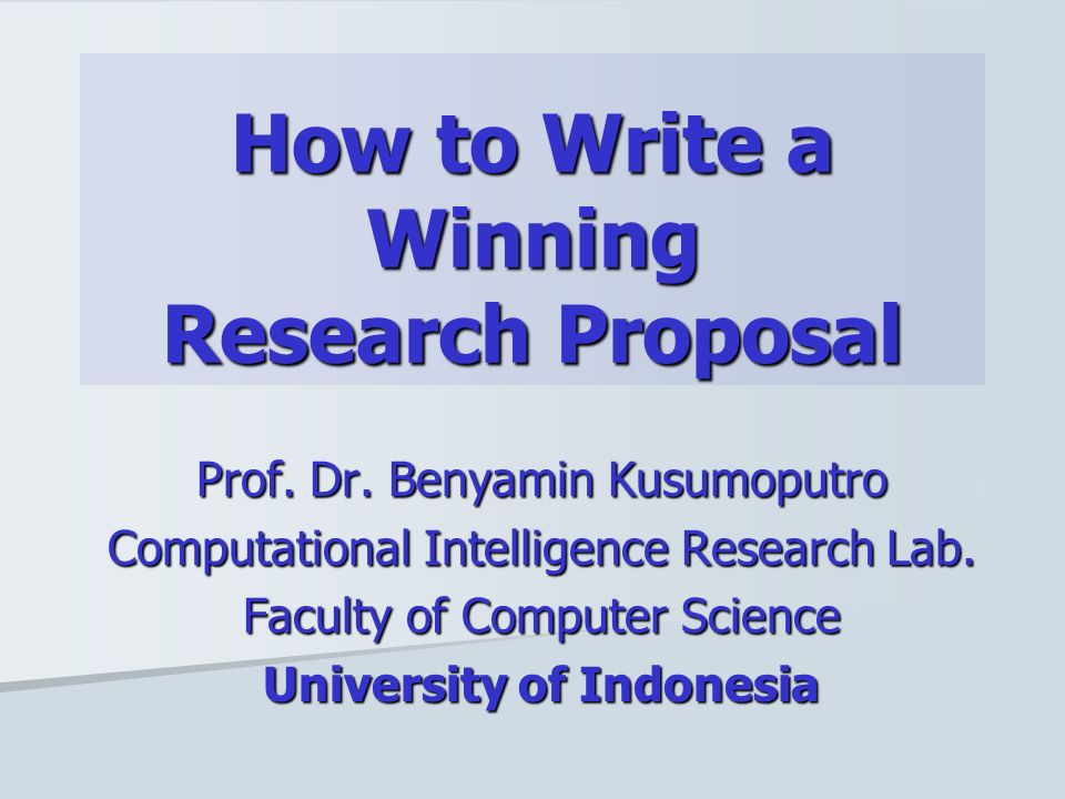 Research proposal in computer science